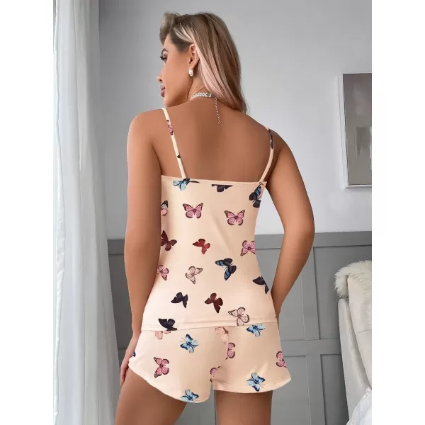 SweatyRocks Women's Sleepwear Set Plaid Print Cami Top and Elastic Waist Short Pajama Set