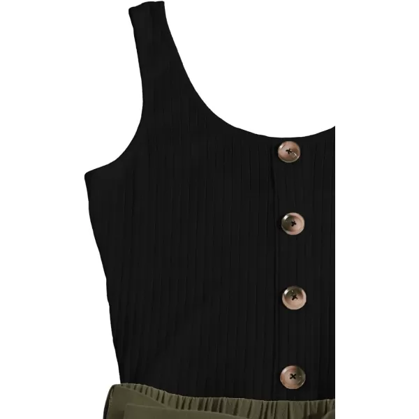 SweatyRocks Women's Sleeveless Cami Romper Colorblock Short Jumpsuit with Belt