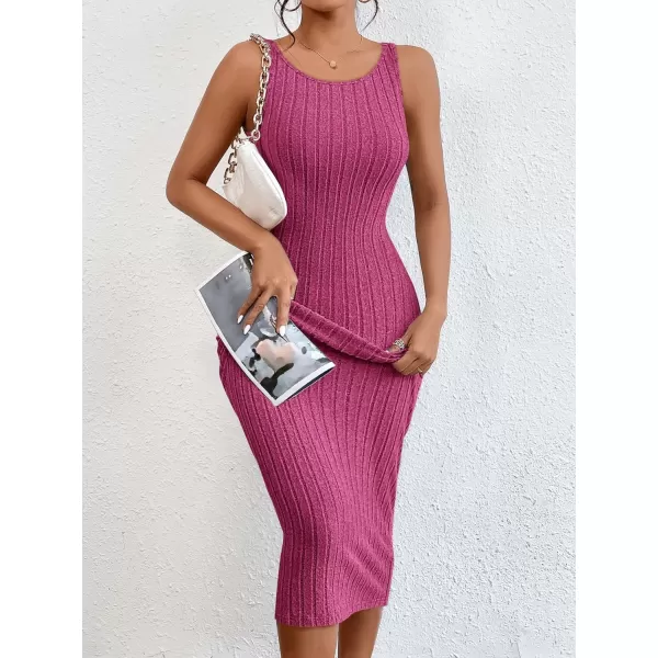 SweatyRocks Women's Sleeveless Ribbed Knit Tank Dress Backless Bodycon Maxi Dresses