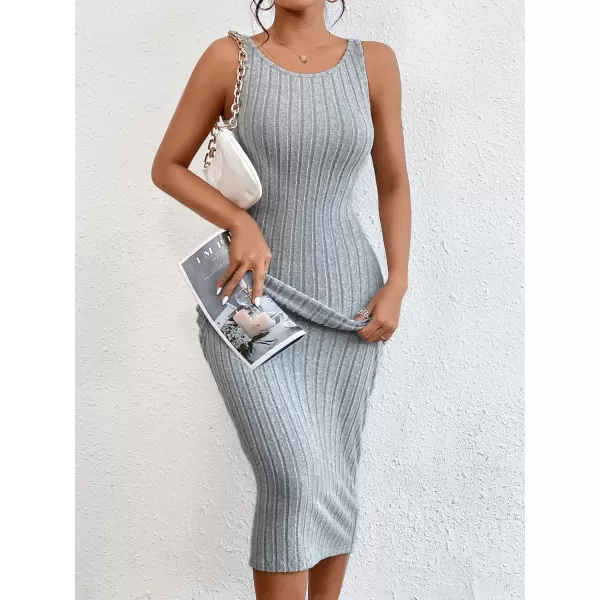 SweatyRocks Women's Sleeveless Ribbed Knit Tank Dress Backless Bodycon Maxi Dresses