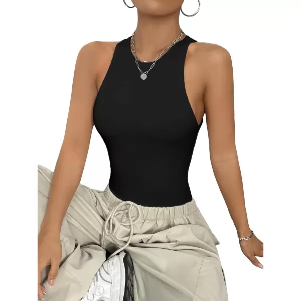 SweatyRocks Women's Sleeveless Round Neck High Stretch Basic Bodysuit Tank Top Shapewear