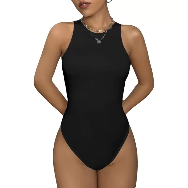 SweatyRocks Women's Sleeveless Round Neck High Stretch Basic Bodysuit Tank Top Shapewear