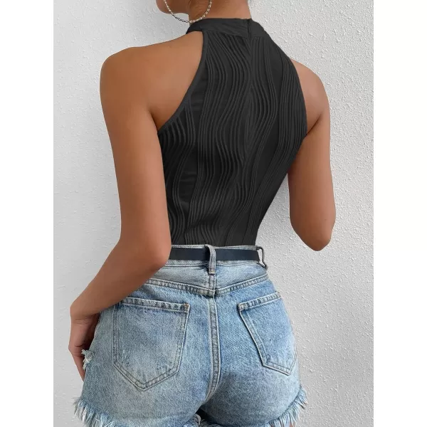 SweatyRocks Women's Sleeveless Scoop Neck High Cut Skinny Mesh Tank Top Bodysuit