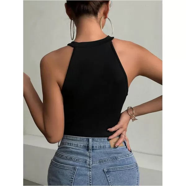SweatyRocks Women's Sleeveless Scoop Neck High Cut Skinny Mesh Tank Top Bodysuit