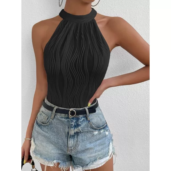 SweatyRocks Women's Sleeveless Scoop Neck High Cut Skinny Mesh Tank Top Bodysuit