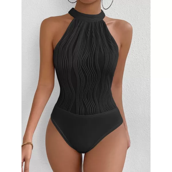 SweatyRocks Women's Sleeveless Scoop Neck High Cut Skinny Mesh Tank Top Bodysuit