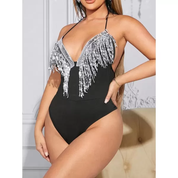 SweatyRocks Women's Sleeveless Scoop Neck High Cut Skinny Mesh Tank Top Bodysuit