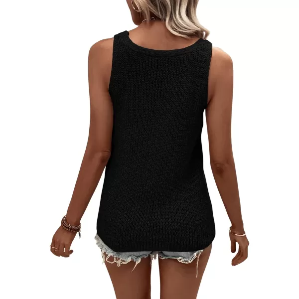 SweatyRocks Women's Sleeveless Scoop Neck Ribbed Knit Casual Solid Vest Tank Top