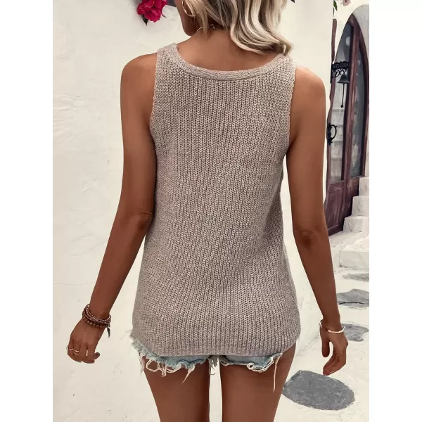 SweatyRocks Women's Sleeveless Scoop Neck Ribbed Knit Casual Solid Vest Tank Top