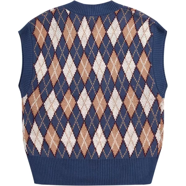 SweatyRocks Women's Sleeveless V Neck Knit Sweater Vest Houndstooth Crop Tank Top