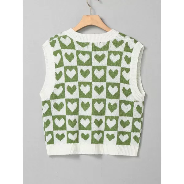 SweatyRocks Women's Sleeveless V Neck Knit Sweater Vest Houndstooth Crop Tank Top