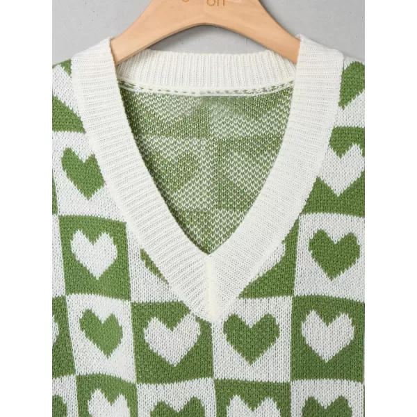 SweatyRocks Women's Sleeveless V Neck Knit Sweater Vest Houndstooth Crop Tank Top