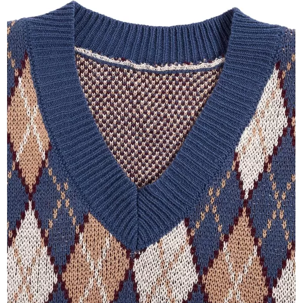 SweatyRocks Women's Sleeveless V Neck Knit Sweater Vest Houndstooth Crop Tank Top