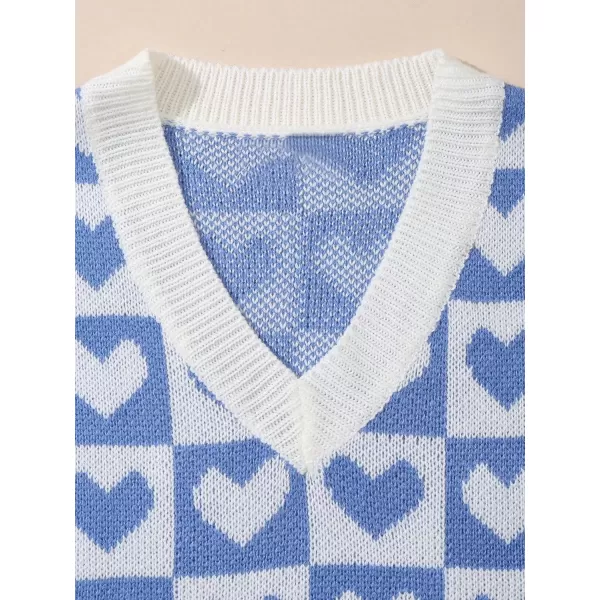 SweatyRocks Women's Sleeveless V Neck Knit Sweater Vest Houndstooth Crop Tank Top
