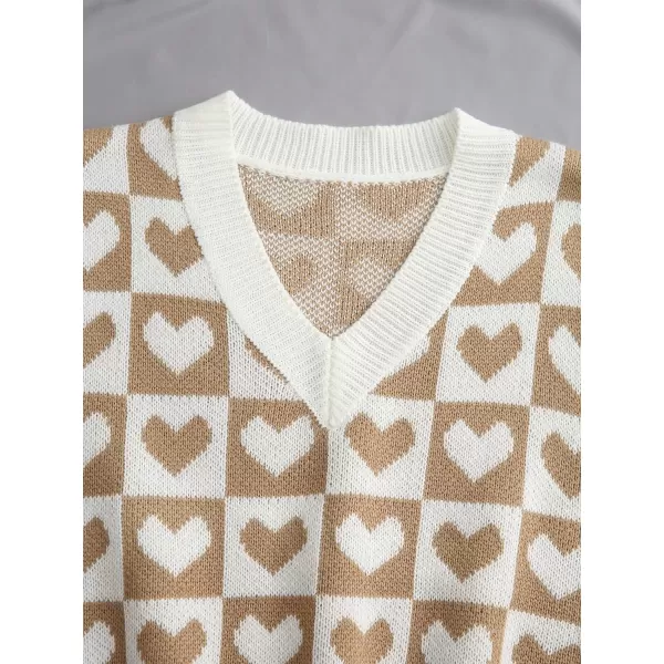 SweatyRocks Women's Sleeveless V Neck Knit Sweater Vest Houndstooth Crop Tank Top