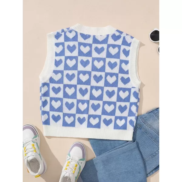 SweatyRocks Women's Sleeveless V Neck Knit Sweater Vest Houndstooth Crop Tank Top