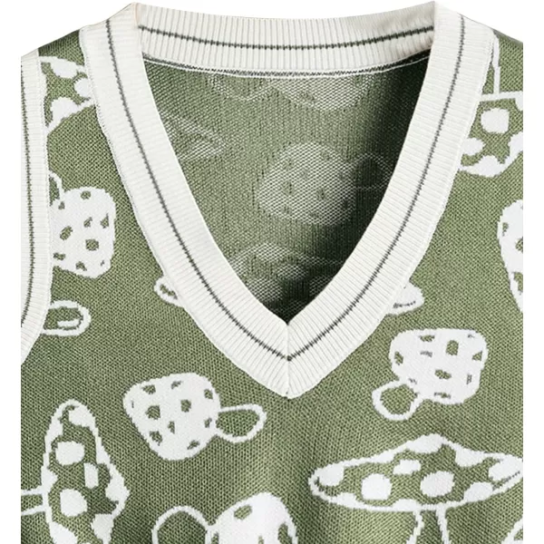 SweatyRocks Women's Sleeveless V Neck Knit Sweater Vest Skull Print Crop Tank Top