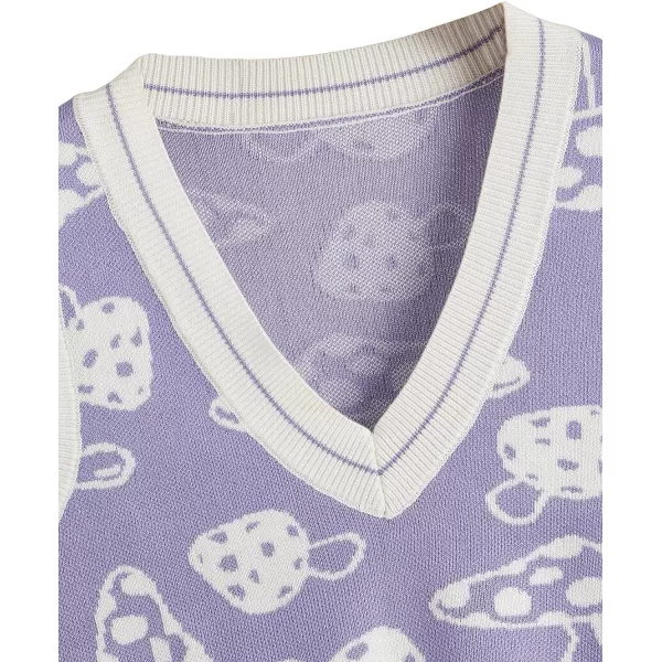 SweatyRocks Women's Sleeveless V Neck Knit Sweater Vest Skull Print Crop Tank Top