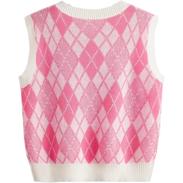 SweatyRocks Women's Sleeveless V Neck Knit Sweater Vest Skull Print Crop Tank Top