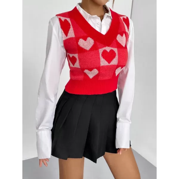 SweatyRocks Women's Sleeveless V Neck Knit Sweater Vest Skull Print Crop Tank Top