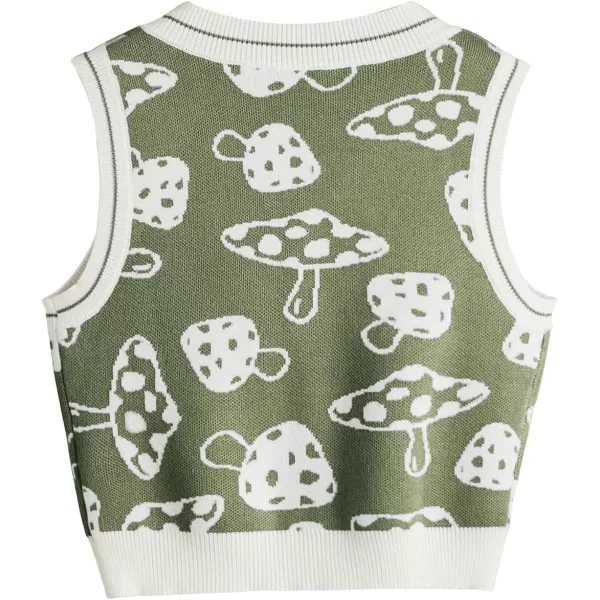 SweatyRocks Women's Sleeveless V Neck Knit Sweater Vest Skull Print Crop Tank Top