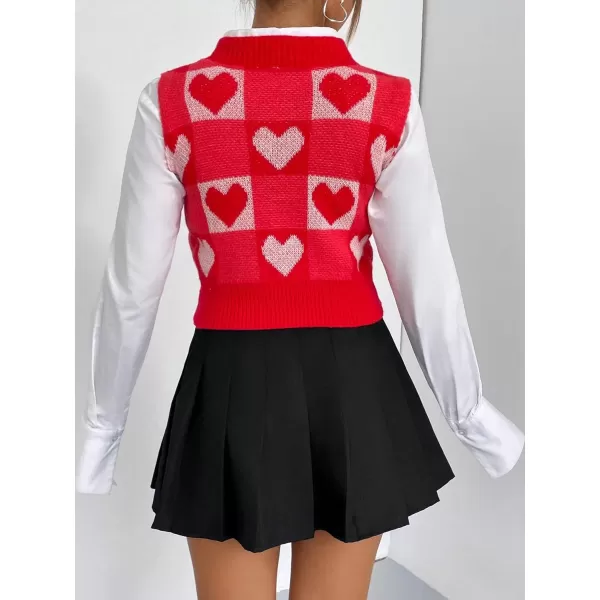 SweatyRocks Women's Sleeveless V Neck Knit Sweater Vest Skull Print Crop Tank Top