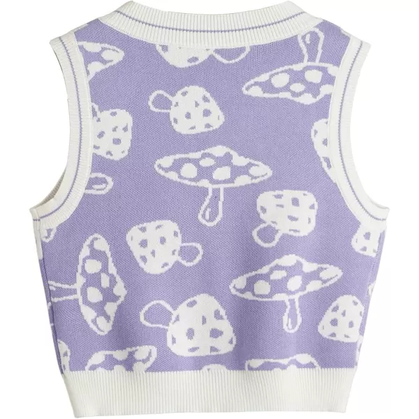 SweatyRocks Women's Sleeveless V Neck Knit Sweater Vest Skull Print Crop Tank Top
