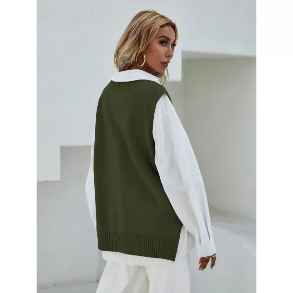 SweatyRocks Women's Sleeveless V Neck Ribbed Knit Split Pullover Sweater Vest