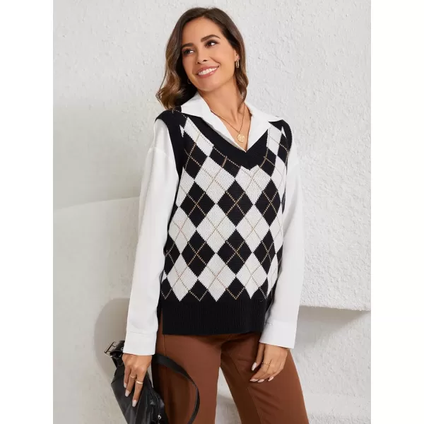 SweatyRocks Women's Sleeveless V Neck Ribbed Knit Split Pullover Sweater Vest