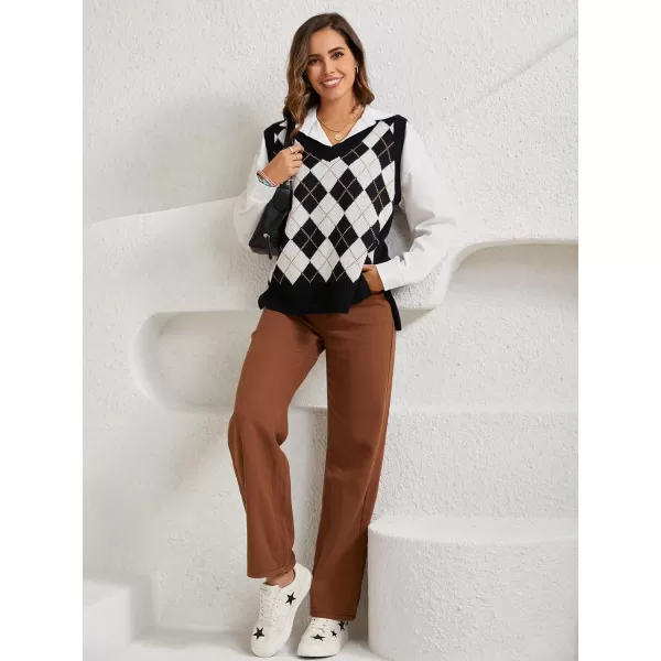 SweatyRocks Women's Sleeveless V Neck Ribbed Knit Split Pullover Sweater Vest