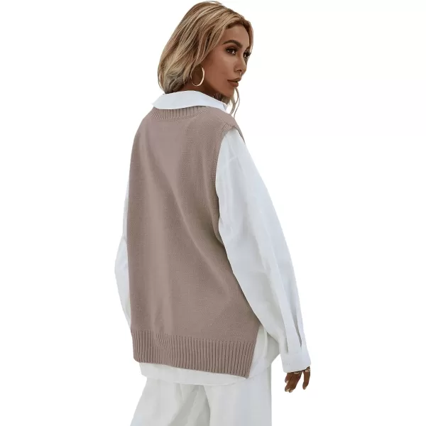 SweatyRocks Women's Sleeveless V Neck Ribbed Knit Split Pullover Sweater Vest