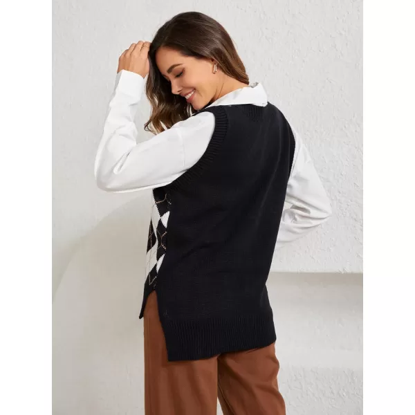 SweatyRocks Women's Sleeveless V Neck Ribbed Knit Split Pullover Sweater Vest