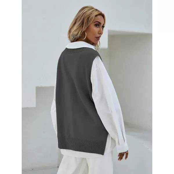 SweatyRocks Women's Sleeveless V Neck Ribbed Knit Split Pullover Sweater Vest