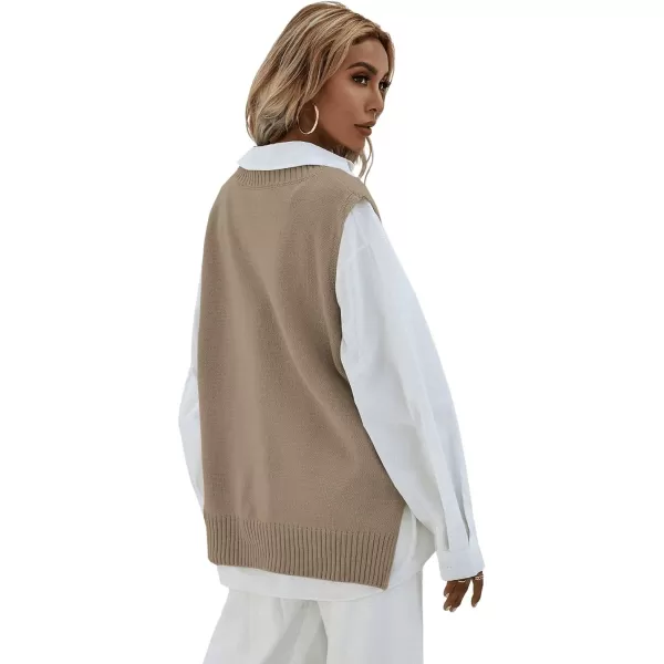 SweatyRocks Women's Sleeveless V Neck Ribbed Knit Split Pullover Sweater Vest