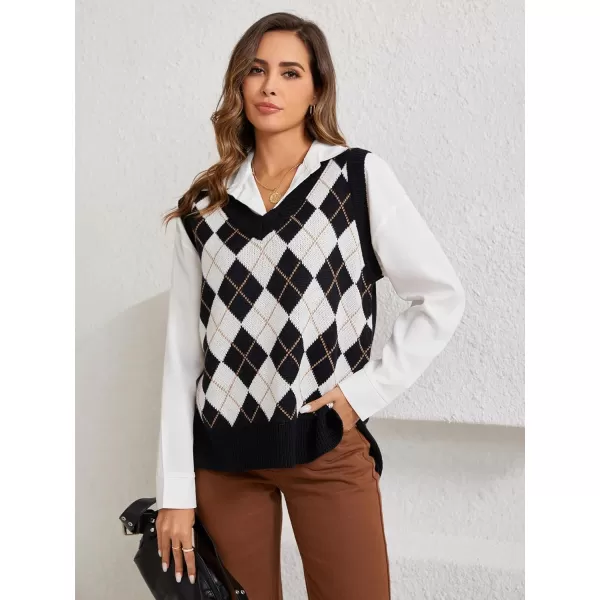 SweatyRocks Women's Sleeveless V Neck Ribbed Knit Split Pullover Sweater Vest
