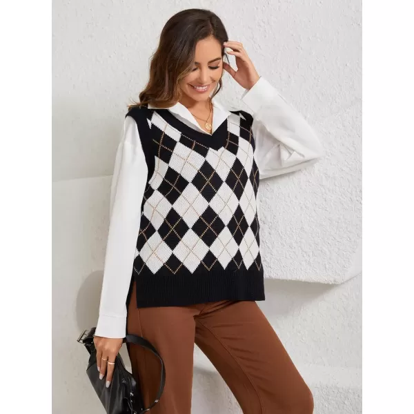 SweatyRocks Women's Sleeveless V Neck Ribbed Knit Split Pullover Sweater Vest
