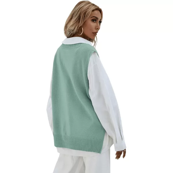 SweatyRocks Women's Sleeveless V Neck Ribbed Knit Split Pullover Sweater Vest