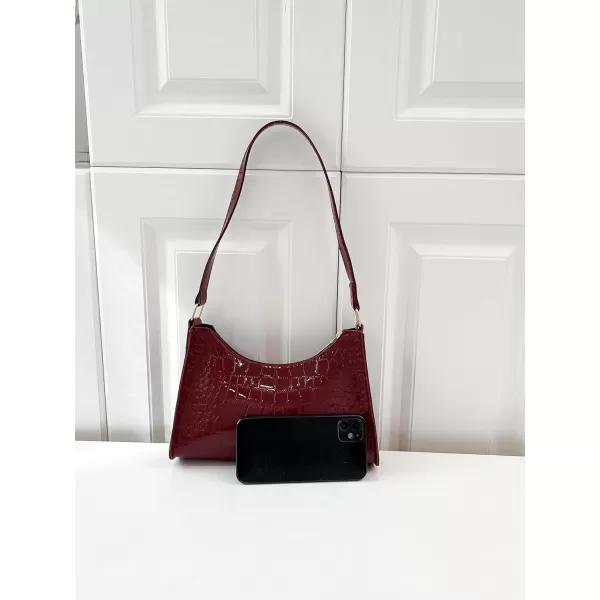 SweatyRocks Women's Small Crocodile Print Shoulder Bag Leather Clutch Purse Handbag with Zipper Closure