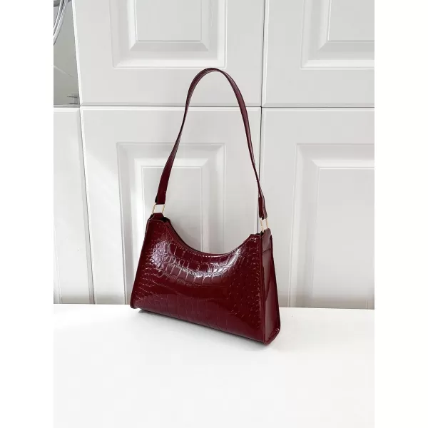 SweatyRocks Women's Small Crocodile Print Shoulder Bag Leather Clutch Purse Handbag with Zipper Closure