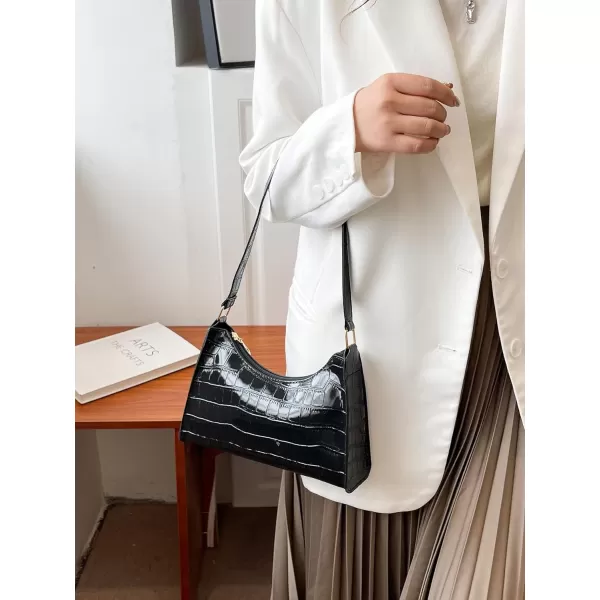 SweatyRocks Women's Small Crocodile Print Shoulder Bag Leather Clutch Purse Handbag with Zipper Closure