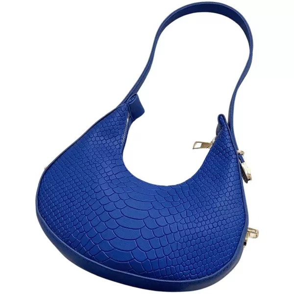 SweatyRocks Women's Snakeskin Embossed Hobo Bag Adjustable Strap Shoulder Handbag Solid Clutch Purse Round Bags