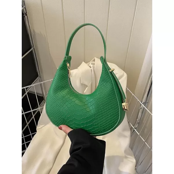 SweatyRocks Women's Snakeskin Embossed Hobo Bag Adjustable Strap Shoulder Handbag Solid Clutch Purse Round Bags