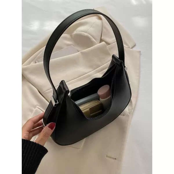 SweatyRocks Women's Snakeskin Embossed Hobo Bag Adjustable Strap Shoulder Handbag Solid Clutch Purse Round Bags