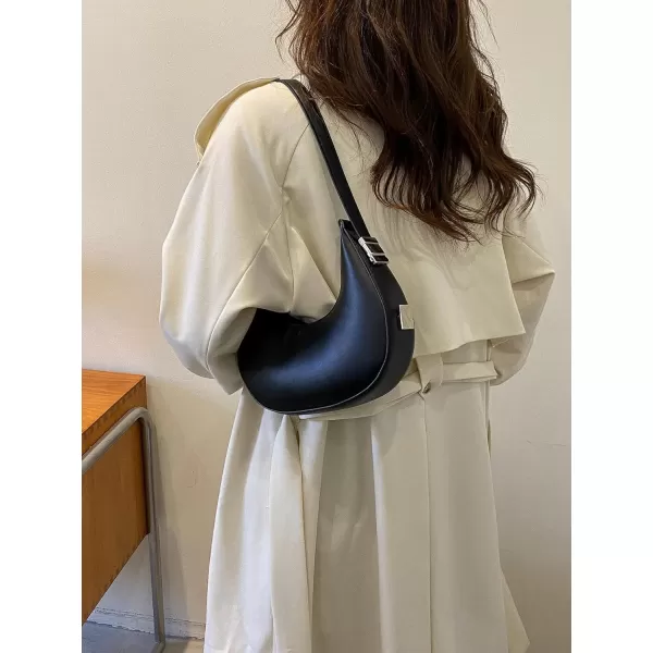 SweatyRocks Women's Snakeskin Embossed Hobo Bag Adjustable Strap Shoulder Handbag Solid Clutch Purse Round Bags