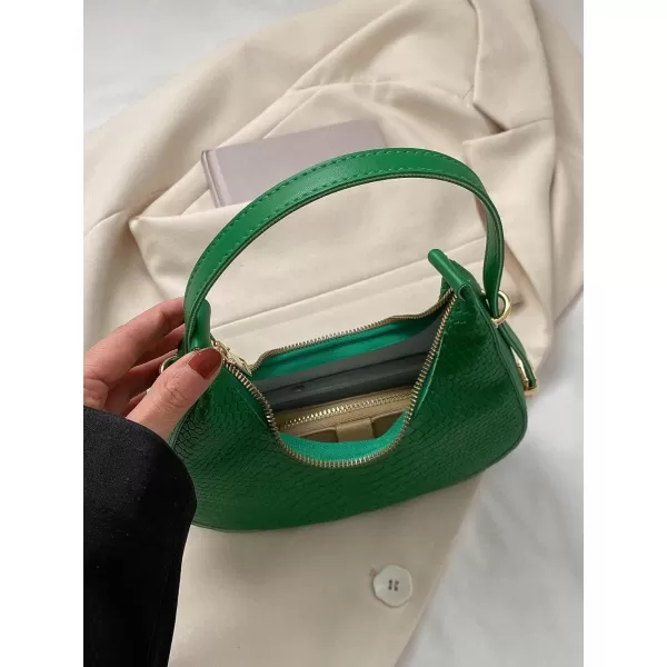 SweatyRocks Women's Snakeskin Embossed Hobo Bag Adjustable Strap Shoulder Handbag Solid Clutch Purse Round Bags