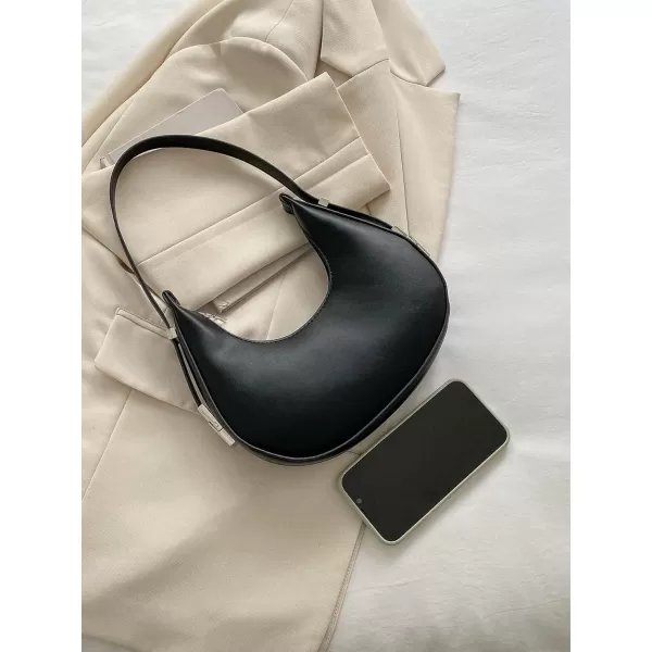 SweatyRocks Women's Snakeskin Embossed Hobo Bag Adjustable Strap Shoulder Handbag Solid Clutch Purse Round Bags