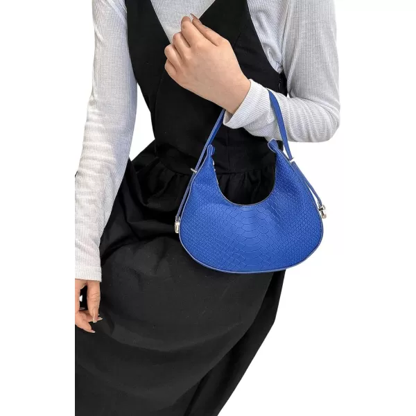SweatyRocks Women's Snakeskin Embossed Hobo Bag Adjustable Strap Shoulder Handbag Solid Clutch Purse Round Bags