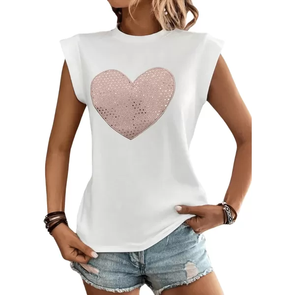 SweatyRocks Women's Sparkly Glitter Graphic Pattern Tee Shirt Cap Sleeve Crewneck Summer Tops