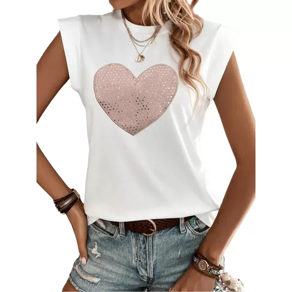 SweatyRocks Women's Sparkly Glitter Graphic Pattern Tee Shirt Cap Sleeve Crewneck Summer Tops