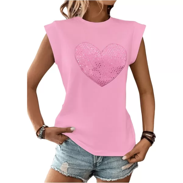 SweatyRocks Women's Sparkly Glitter Graphic Pattern Tee Shirt Cap Sleeve Crewneck Summer Tops